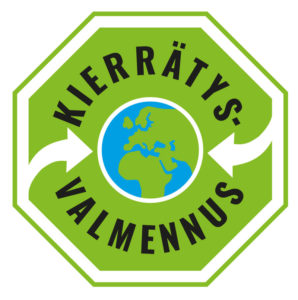 Logo, jossa teksti "kierrätysvalmennus".