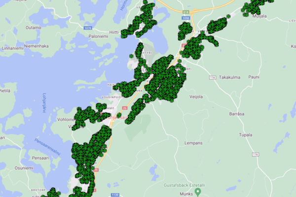 Kartta Lohjan alueelta, jossa biojätteen lajitteluvelvoite myös omakotitaloilla